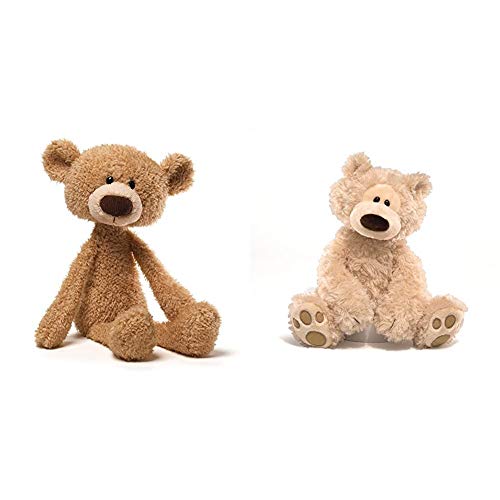 GUND Toothpick Teddy Bear Stuffed Animal Plush Beige, 15'' & Philbin Teddy Bear Stuffed Animal Plush, Beige, 12''