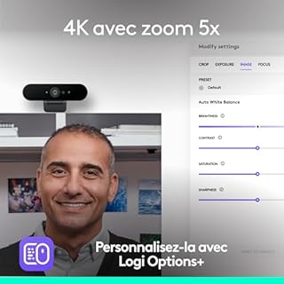 Logitech Brio 4K webcam, appels vidéo, micro anti-parasite, correction automatique de l’éclairage HD,pour Microsoft Teams, Zoom, Google Voice,Google Meet,PC/Mac/ordinateur portable/Macbook - Graphite