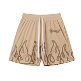 DIOTSR Basketball-Shorts für Herren, mit Kordelzug, Laufen, Workout, Sommer, coole Freizeit-Shorts, Khaki und Braun, Mittel