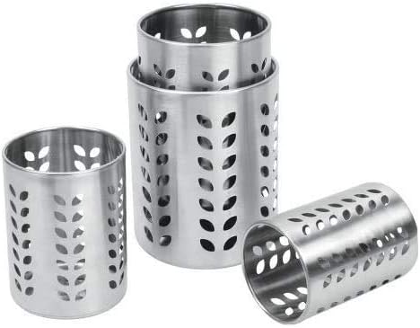 Khandekar Stainless Steel Cutlery Utensil Holder Set, Kitchen Silverware Holder, Utensil Storage Caddy, Flatware Organizer for Kitchen - 5", 4.5", 4", 3.5"
