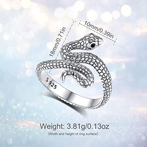 Vito 925 Sterling Silver Snake Earrings And Ring Set For Women Girls, Punk Cool Snake Drop Earrings Adjustable Open Ring Jewelry Set Gift For Teen Girls Sisters #TOP4