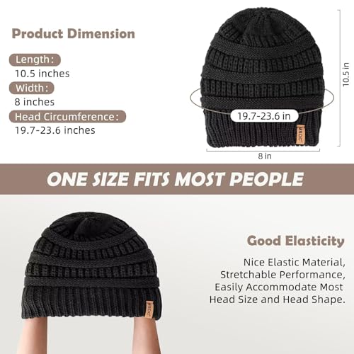 3 Pack Satin Lined Beanie for Women, Warm Slouchy Winter Hats with Silk Lined, Fashionable Oversized Cable Knit Hat Skull Cap