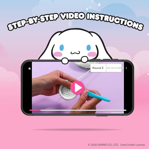 Image of Hello Kitty and Friends Crochet Kit - Cinnamoroll Bag Charm, Sanrio Crochet Kit for Beginners with Yarn, Starter Hooks, Step-by-Step Tutorials, DIY Craft, Great Teen Gifts