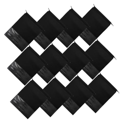 BESPORTBLE 12 Piezas Bolsa De Polvo Bolsas De Almacenamiento De Ropa Bolsa De Lona De Las Mujeres Equipaje Portátil Bolsas De Viaje Al Vacio para Ropa Black Tela No Tejida