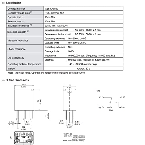 TC-Masterles 301-1C-S-R1 12VDC 35A 5-Pin Automotive Relay - Image 8