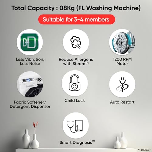 Image of LG 8 Kg 5 Star Steam, Inverter Direct Drive Technology, 6 Motion DD, Fully-Automatic Front Load Washing Machine (FHB1208Z2W, Dial + Full Touch Buttons & LED Display, Essence White)
