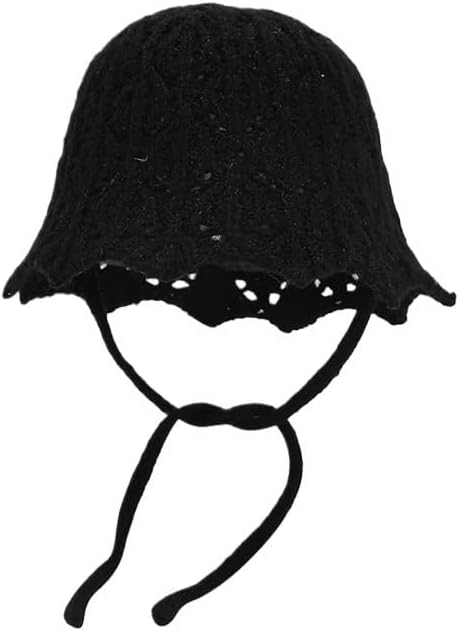 Knitted Hollow Woven Fisherman Hat Women's Round Top Woolen Bucket Flower Pot