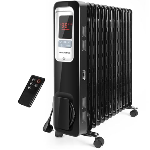 Aigostar Oil Monster 33JHH -Radiatore ad olio da 2500W. Radiatore elettrico 13 elementi con schermo...