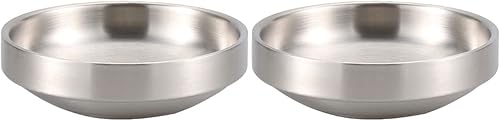 Hemoton 2pcs acero inoxidable coreano kimchi plato sopa cereales cuencos acero inoxidable doble pared aislado al vacío tazón coreano plato de