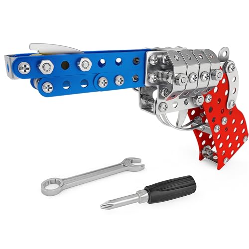 SGM Metal Toy Gun Building Kit | DIY STEM Educational Construction Set with Tools - Mechanical Toy | Compatible with LEGO-Style Building Fun & Creative Puzzle Play for Kids 6+