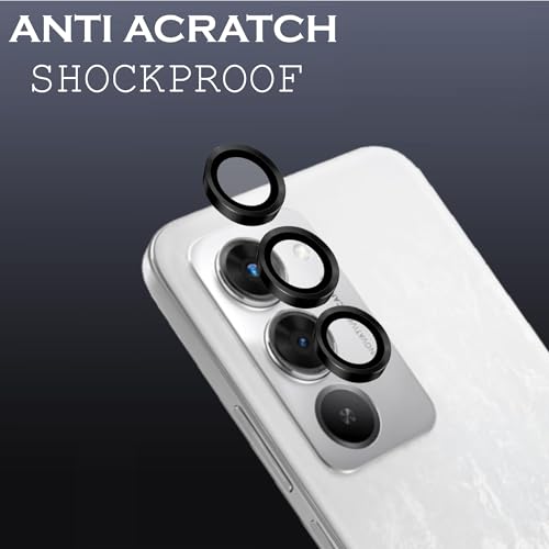 Image of Amazon Brand - Solimo Camera Glass Lens Protector Ring for Redmi 15 5G Case Friendly with Edge to Edge Coverage and Easy Installation (Black)