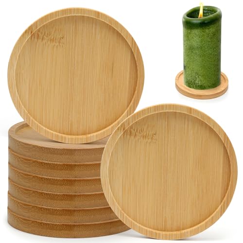 8 Stück Kerzenteller Bambus, Runde Kerzenuntersetzer Ø 9,5 cm für...
