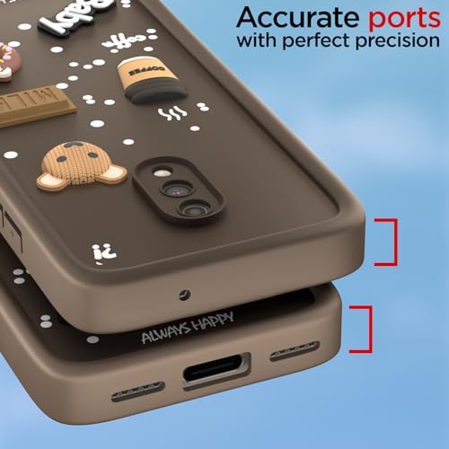 Image of Pikkme Back Cover for OnePlus 6T / Oneplus 7 | Cute Fun Cartoon 3D Bear Silicone Full Body Protection Bumper Cover (Brown)
