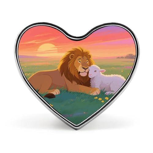 Sunset Nature Lamb And Lion Lapel Pin Heart Enamel Pins Funny Brooch Pin Cute Backpack Pins Fashion Jewelry Accessories for Backpacks, Hats, Bags, Adults