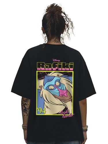 Image of JUNEBERRY 100% Pure Cotton Oversized Baggy Fit Official Disney Merchandise Cool & Goofy Graphic Printed T-Shirt for Women (Characters: Moana, Pooh & Lion King)