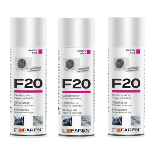 Faren F20, Igienizzante Spray per Climatizzatori di Casa e Auto, gradevolmente profumato a base alcolica, 3pz x 400ml