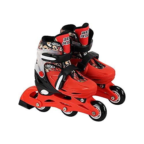 Kit Proteção e Patins Masculino Infantil In Line e Tri Line Tam. 28-31 - BBR Toys (Preto e Vermelho)