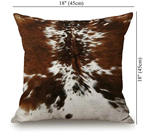 Decorative Throw Pillow Cover,Tri Color Brown Cowhide Cotton Linen Throw Pillow Case Cushion Cover Home Décor Sofa Decorative Pillow 18 X 18 Inch #TOP3