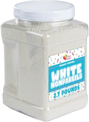 White Christmas Nonpareils Sprinkles - 2.7 Pounds - Bulk White Sprinkles - White Non Pareils Bridal Sprinkles - Small White Disco Ball Sprinkles - Tiny Pearl Sprinkles for Cakes, Cookies, Christmas