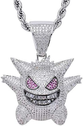 Sping Jewelry Gengar Silver Cubic Zirconia Hip Hop Pendant Necklace for Fans Classic Collection