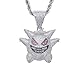 KMASAL Jewelry Herren-Anhänger, Hip-Hop, Iced Out Bling CZ Diamant Vampir Stier Anhänger 18 Karat Gold und Silber plattiert mit 61 cm Edelstahlkette, Metall, zirkonia,