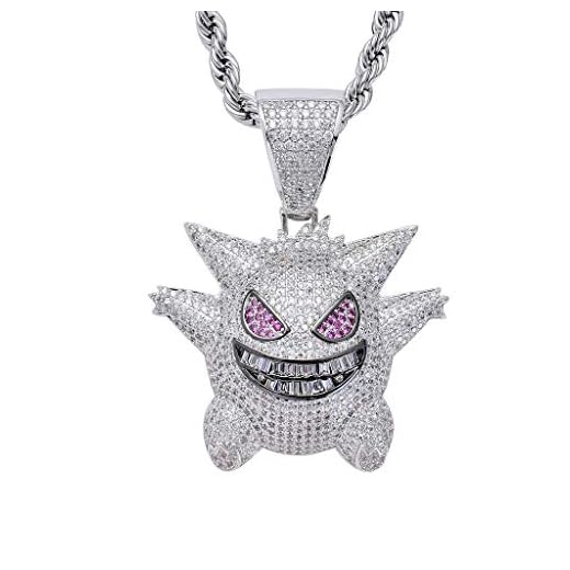 Sping Jewelry Gengar Silver Cubic Zirconia Hip Hop Pendant Necklace for Fans Classic Collection