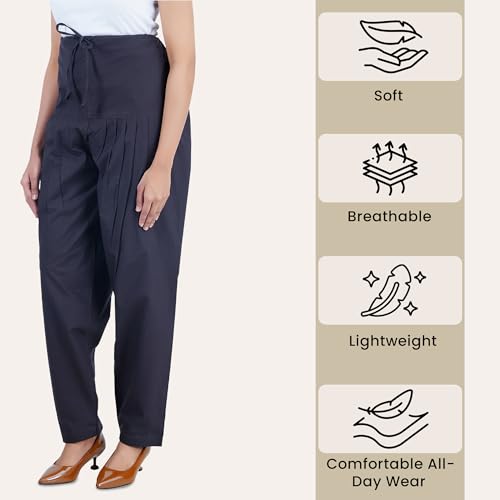 Image of Happy Bunny Salwar Pant for Women, Fine Cotton Ethnic Trousers with Drawstring Waist, Comfortable Daily, Office & Casual Wear Bottoms