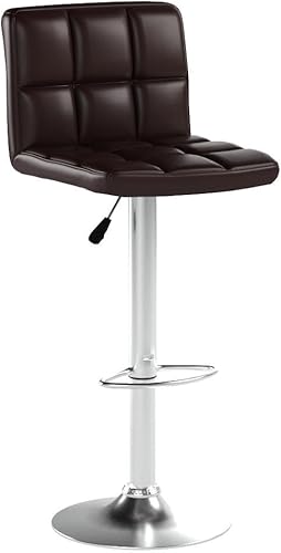 Miniatura 34 de COSTWAY Juego de 2 taburetes de bar, modernos taburetes de bar giratorios de altura ajustable de piel sintética con respaldo, altura de mostrador