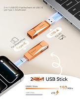 ORICO USB Stick 128GB USB 3.2 Speicherstick OTG 150MB/s, Orange, CB05 – Ansicht 2