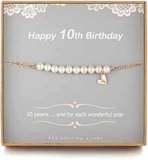 TISSGIRL 10 Year Old Gifts for Girls - Sweet Pearl Bracelet Gifts for 10 Year Olds Girls, Adjustable Pearl Bracelet, Presents for 10 Year Old Little Girls