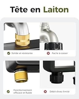 Diivoo Programmateur Arrosage Automatique avec Entrée et Sortie en Laiton, IP66 Minuteur Arrosage avec Grand Écran LCD, Retard de Pluie, Arrosage Manuel pour Pelouse et Jardin