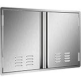 Marada Outdoor Kitchen Doors,304 Stainless Steel Access BBQ Doors with Vents All Brushed Stainless Steel Flush Mount Double Wall Door for BBQ Island & Grill,Outdoor Kitchen(24'