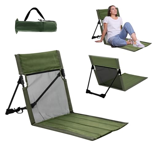 Jinfanshurich Esterilla de playa con respaldo, plegable, silla de playa, cojín de asiento para exterior, silla de playa ligera para playa, camping, pícnic, jardín (B – verde)