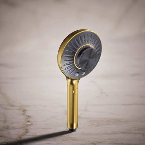 KOHLER K-28682-G-2MB SpaViva Two-Function Handheld Showerhead, Includes Cleansing Device with Four Attachments, Face & Body Brush, Body Scrubber, Body Massager, 1.75 GPM, Vibrant Brushed Moderne Brass by Kohler - Used condition - Image 2