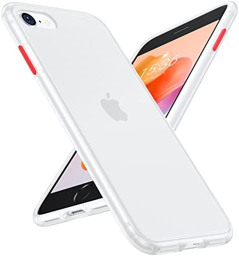 TORRAS Shockproof Designed for iPhone SE Case 2022 (3rd Gen) & iPhone SE Case 2020 [Military Drop Certified] iPhone SE 2022 Case Semi-Clear Hard Back Protective Slim Case for iPhone SE/8/7-White