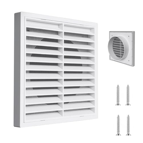 SIGANDG Ø100mm Rejilla de Ventilación con Mosquitera, ABS Exterior Rejilla Aire Acondicionado Conductos Cubierta de Ventilación para Extractor de Baño, Cocina, Campana Extractora (Blanca)
