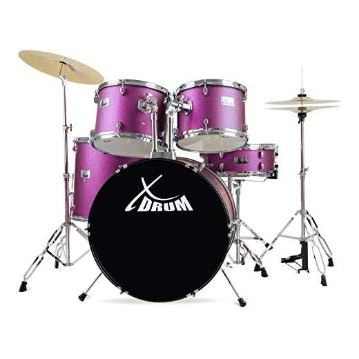 XDrum Semi 22" standard trumpet satin lila glitter – 50 cm BD, 14 tum x 12 tum SD, 30 cm + 33 cm TT, 40 cm FT – inklusive skola + DVD – lila