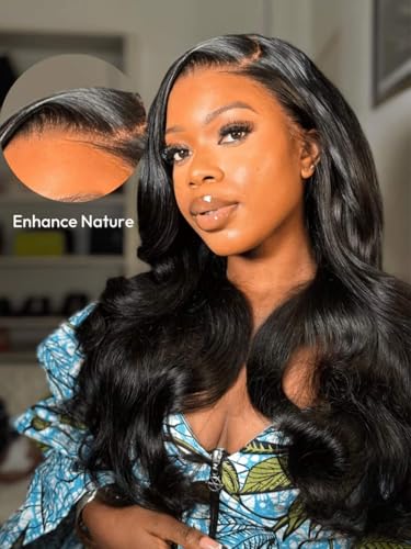 Image of Beauty Forever Glueless HD Lace Real Scalp Wig 13x4 Invisible Lace Frontal Loose Wave with Face Framing Curtain Bangs Bye Bye Cap Human Hair Pre Plucked Pre Cut Drawstring Wig 180% Density 20inch