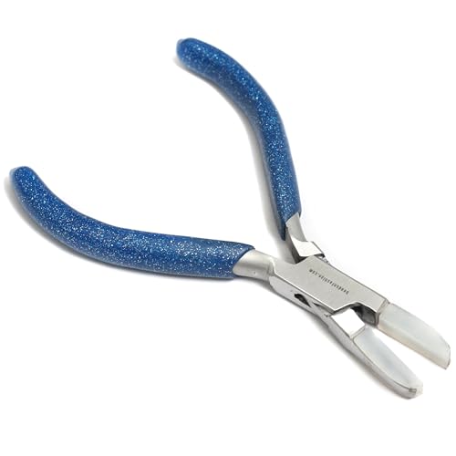 Image of Beadsnfashion Steel Jewellery Making Nylon Jaw Plier - Professional Stainless Steel Jewellery Making Tool with Blue Grips Handle for Straightening Wire and Detailed Craft Work