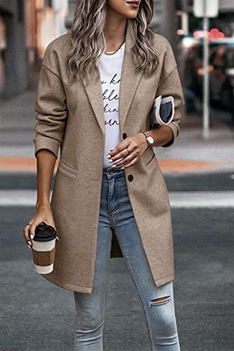 PRETTYGARDEN Women Plaid Shacket Jacket Trendy Fall Casual Button Wool Blend Tartan Trench Coat Winter Clothing with Pockets