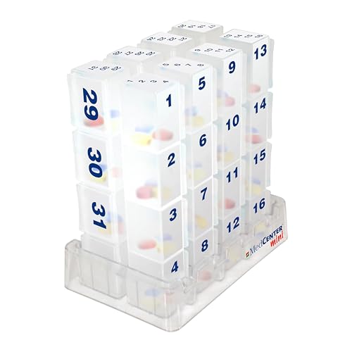 MEDCENTER Monthly Medication and Vitamin Organizer for Kitchen and Bathroom, HSA/FSA Monthly Travel Pill Holder for Medication - Gift for Mom, Dad, Elderly, Seniors