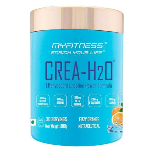 Image of Myfitness Creatine Monohydrate Powder | 300g | Effervescent Pre Workout Power Formula | Creatine Powder With Betaine | Beta Alanine | L-Glutamine | Taurine | Electrolyte Blend (Fizzy Orange)