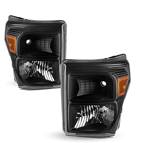 TUSDAR Headlight Assembly Set for 2011-2016 Ford F-250 F-350 F-450 F-550 Super Duty Headlamp Passenger and Driver Side (Black)