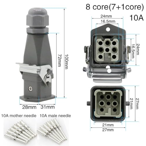 Conector industrial HDC-HA-2, 8 núcleos, 10/16A, 250V miniatura 2