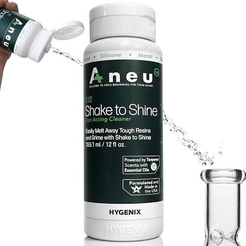 Aneu Shake to Shine (1 Pack) Fast-Acting Cleaner | Shake Away Tough Resins & Grime | Cleans Glass Silicone Metal & Borosilicate | 12oz - 1 Pack