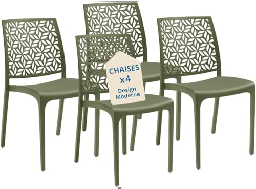 Tomaino - Chaise de cuisine en plastique - Ensemble de 6 chaises empilables en plastique avec accoudoirs pour l'extérieur et l'intérieur - Chaises pour...