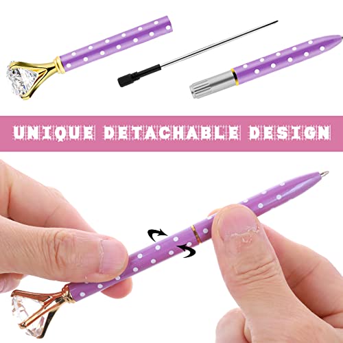 Tiesome Diamond Gel Pen, 1.0Mm Retractable Bling Ballpoint Pen Black Ink Smooth Writing Novelty Pens Pastel Roller Ball Pens For School Office Gift Supplies 6Pcs (Polka Dot) #TOP3