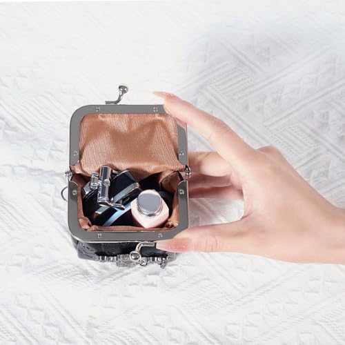 Mini Purse,Chain Gothic Tiny Bag, Micro Coin Wallet for Women,Kiss Lock Leather Crossbody Bag3