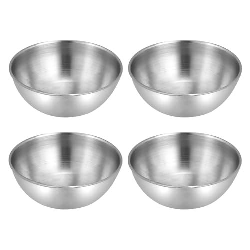 PCKOBEVER 4 Pcs Small Stainless Steel Sauce Dishes, Mini Dipping Bowls Dishes Condiment Sauce Cups