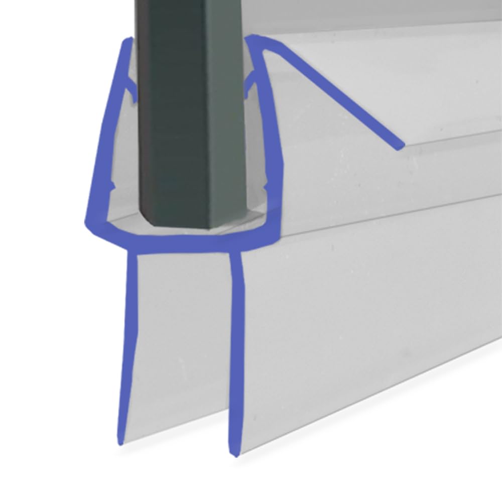 Shower or Bath Screen Door Seal | Fits 8, 9 or 10mm Glass | Seals Gaps of Up to 6mm | 80cm, 90cm, 140cm or 200cm Long | Clear | SEAL189 (25mm Sample)